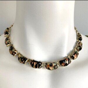 Vintage 1960s Coro Marbled Thermoset Choker Necklace Unique Multicolor